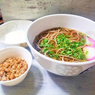 柚子胡椒納豆＆大和芋のあったかお蕎麦